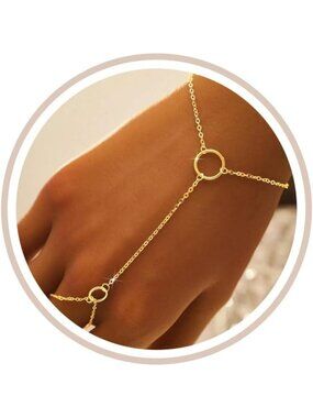 Elegant 14k Gold Plated Cross Pearl Hand Chain Bracelet for Women - Stylish